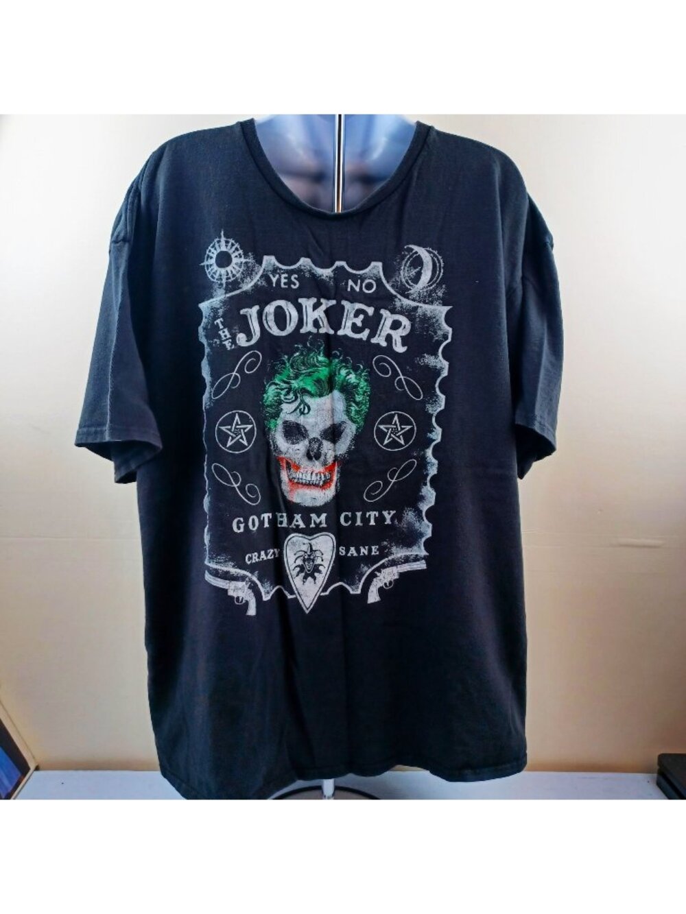 Joker Gotham City T Shirt Ouija Crazy Sane Short Sleeve Black Size 2XL